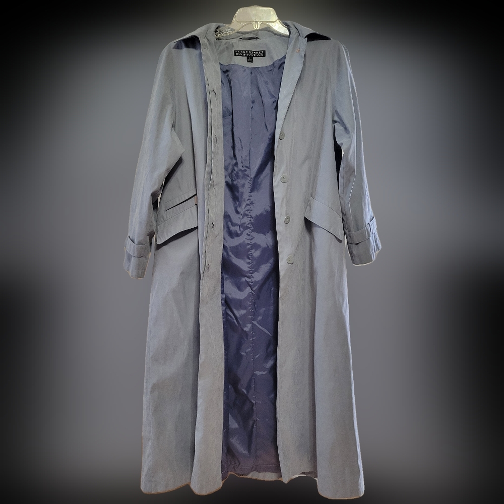 Women's Fleet Street Rainwear Sz 8 Grey Hooded Trench Coat